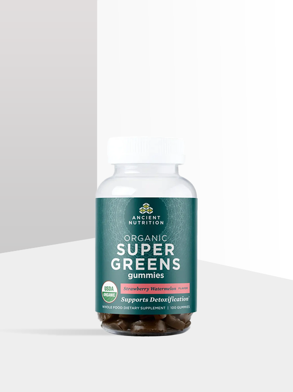 ANCIENT NUTRITION Organic Super Greens Gummy- Strawberry Watermelon