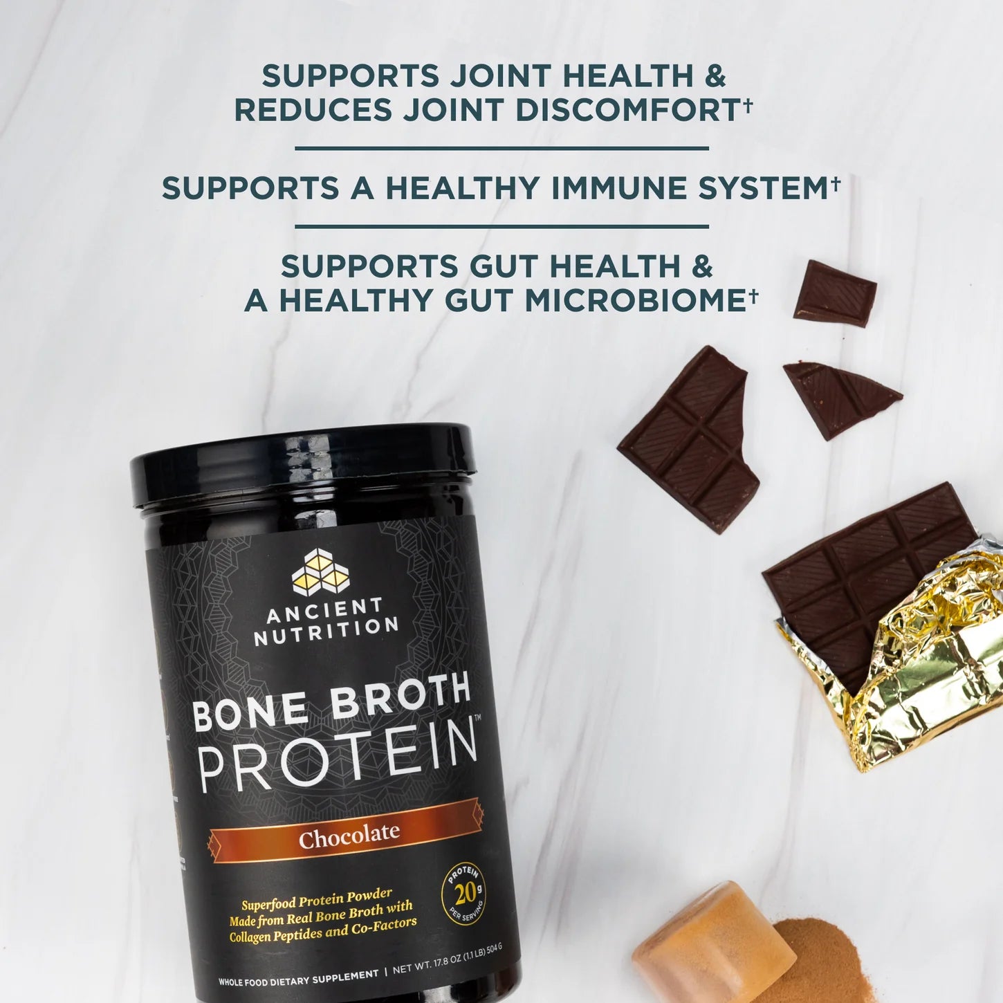 ANCIENT NUTRITION Bone Broth Protein- Chocolate