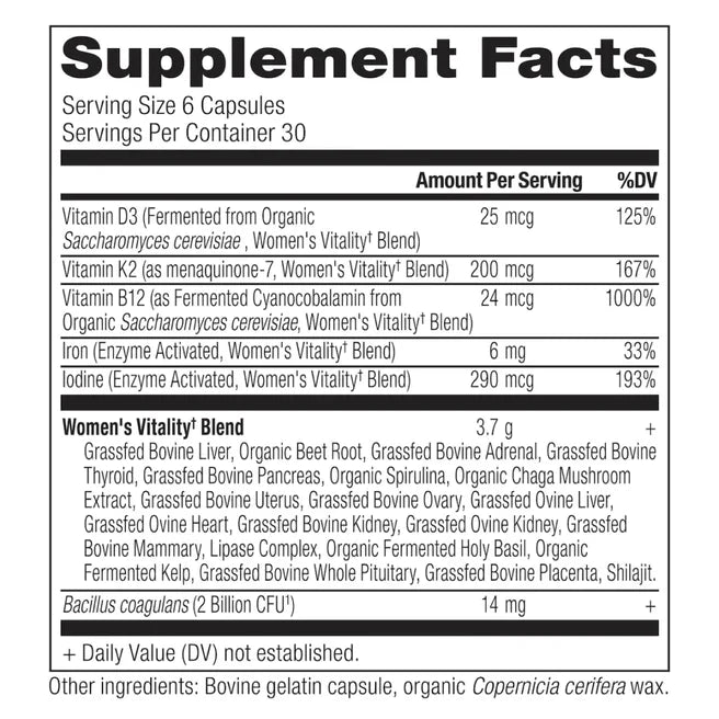 ANCIENT NUTRITION Women's Vitality- 180 Capsules